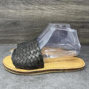 Mohinders Woven Sandals Womens Size 9 Black Leather Tan Brown